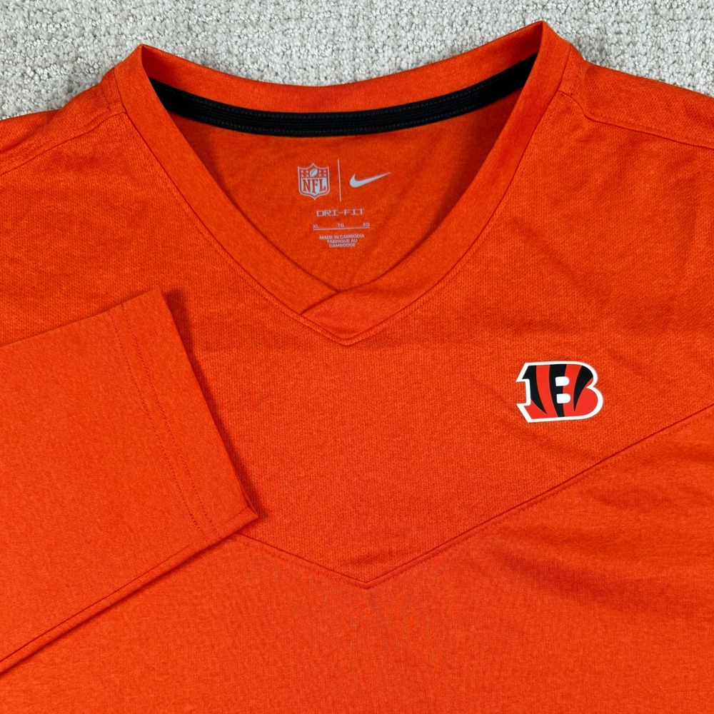 Nike Dri-Fit Mens XL Cincinnati Bengals Orange NFL Performance Long Sleeve Shirt